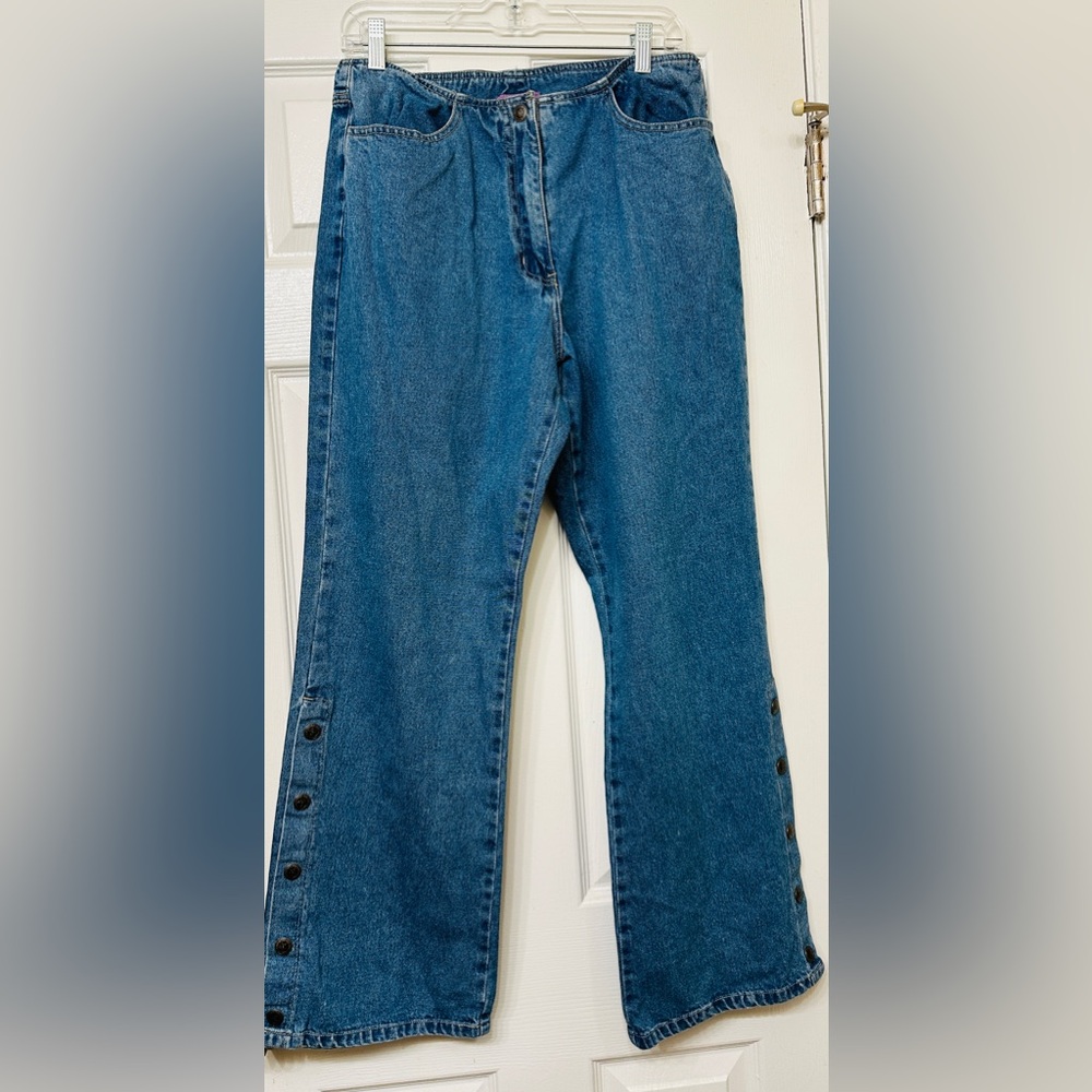 Suzanne Somers Jeans Blue Vintage Retro Boho Hippie Flared Wide Leg Size 12